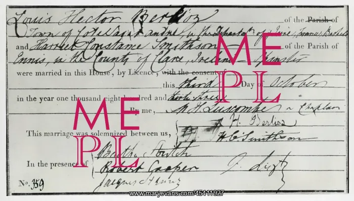 : Berlioz marriage certificate : Berlioz marriage certificate