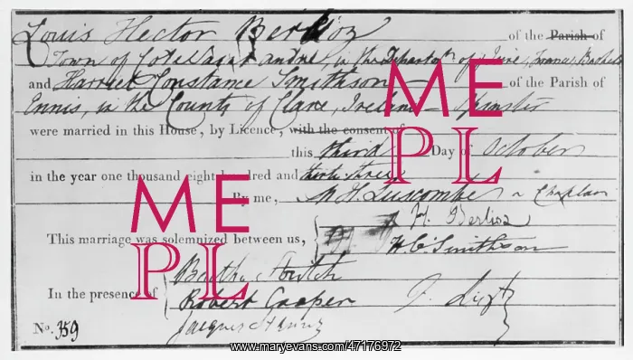 : Berlioz marriage certificate : Berlioz marriage certificate