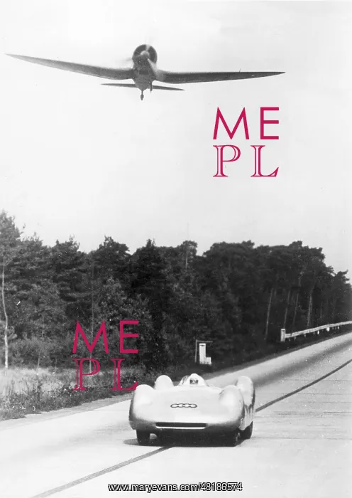 : Bernd Rosemeyer in a race with an airplane, 1937 : Bernd Rosemeyer in a race with an airplane, 1937
