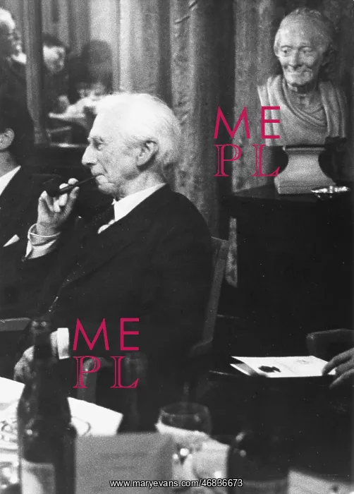 : Bertrand Russell with bust of Voltaire : Bertrand Russell with bust of Voltaire