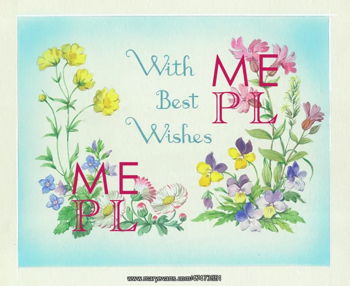  : With Best Wishes with flowers