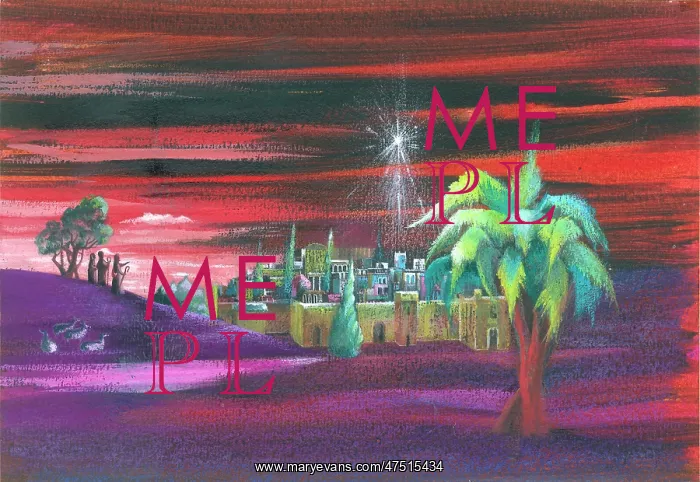 : Bethlehem with shepherds and star : Bethlehem with shepherds and star