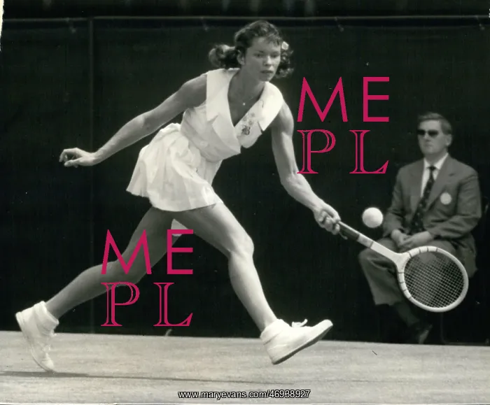 : Beverly Baker Fleitz in tennis match at Wimbledon : Beverly Baker Fleitz in tennis match at Wimbledon