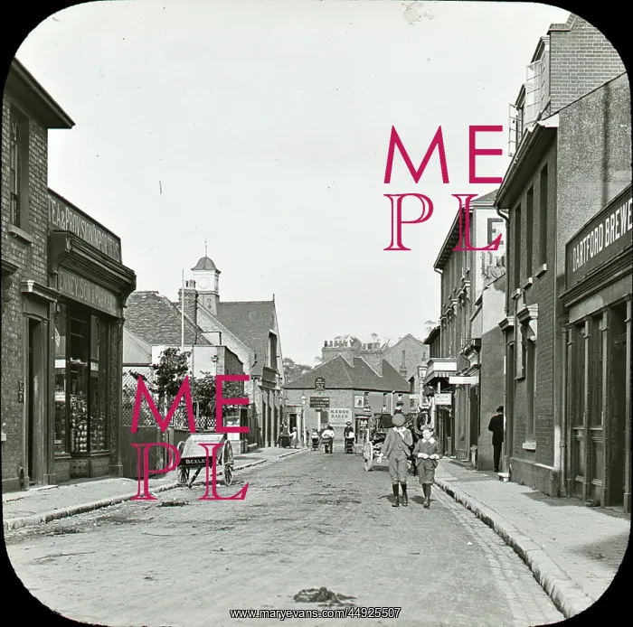 : Bexley. High Street, showing Freemantle Hall and with boys, carts and women pushing prams : Bexley. High Street, showing Freemantle Hall and with boys, carts and women pushing prams