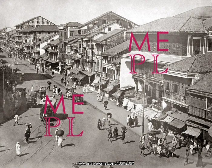 : Bhendy Bazaar Road Bombay, Mumbai, India circa 1880s : Bhendy Bazaar Road Bombay, Mumbai, India circa 1880s