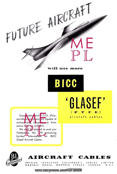 : BICC Aircraft Cables - BICC GLASEF P.T.F.E : BICC Aircraft Cables - BICC GLASEF P.T.F.E