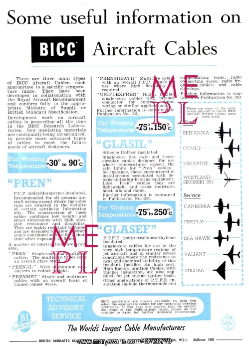: BICC Aircraft Electrical Cables : BICC Aircraft Electrical Cables
