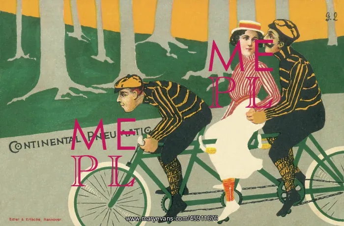 : Bicycle Made For Three - Continental Pneumatic Advert : Bicycle Made For Three - Continental Pneumatic Advert