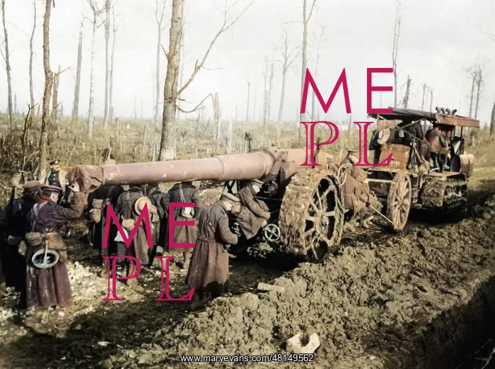 : Big gun being transported, Western Front, WW1 : Big gun being transported, Western Front, WW1