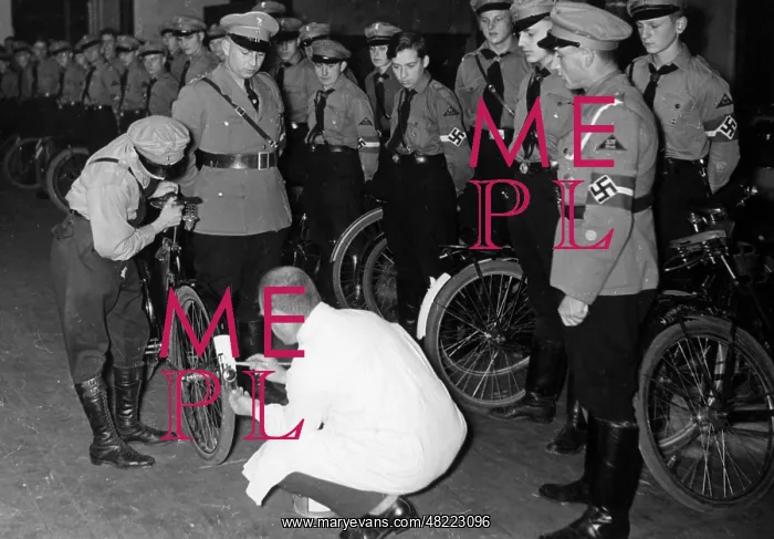 : Bikes are tested for road safety, 1936 : Bikes are tested for road safety, 1936