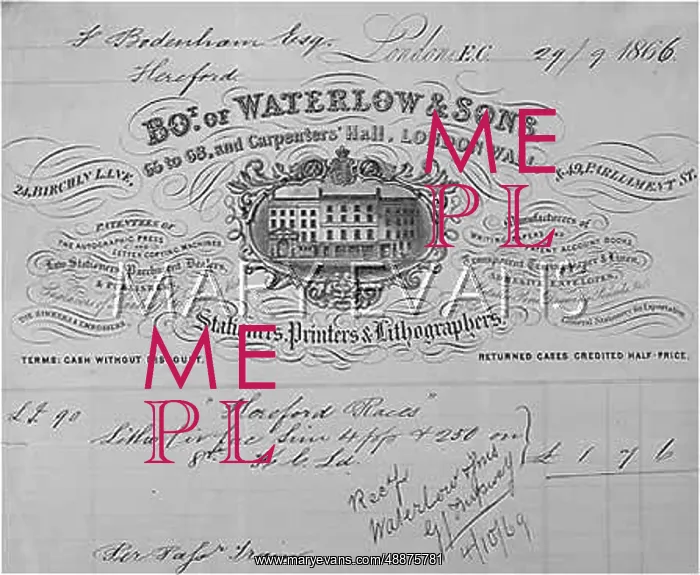 : BILL / WATERLOW / SONS / 1866 : BILL / WATERLOW / SONS / 1866