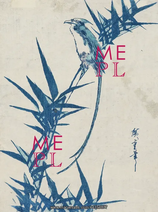 : Bird on a branch in blue : Bird on a branch in blue