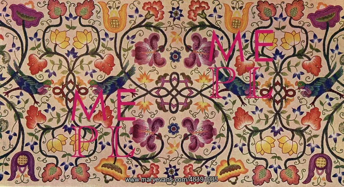 : Bird and flower embroidered hanging : Bird and flower embroidered hanging