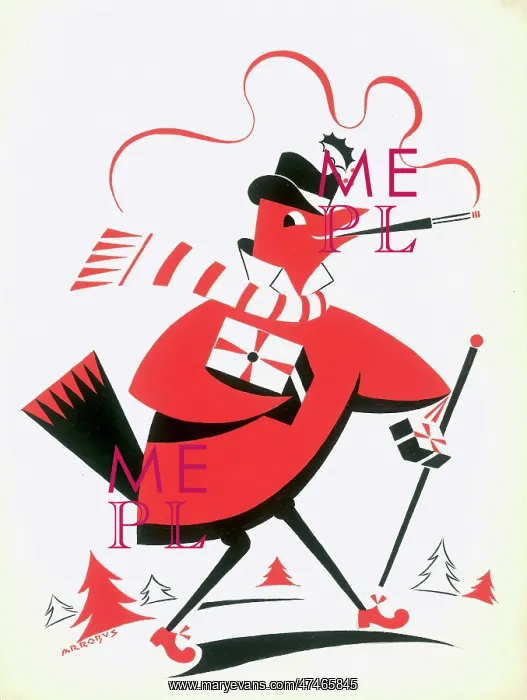 : Bird with Hat and Cane ? two-colour design : Bird with Hat and Cane ? two-colour design
