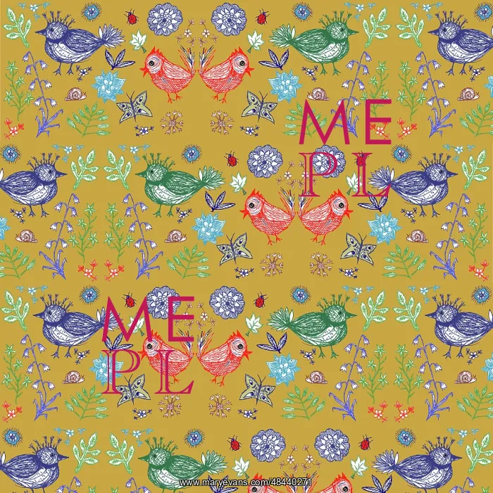 : Birds, butterflies and floral pattern