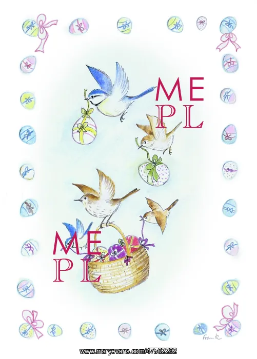  : Birds carrying Easter eggs