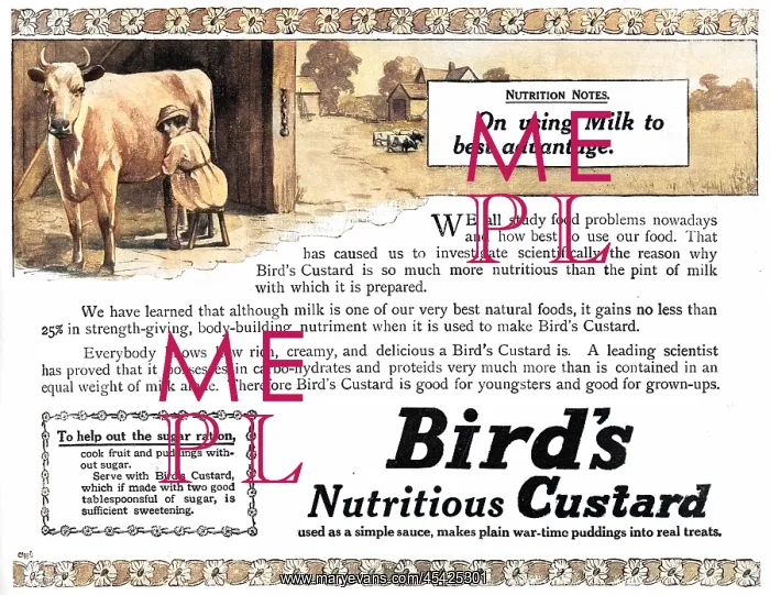 : Bird's custard advertisement, WW1 : Bird's custard advertisement, WW1