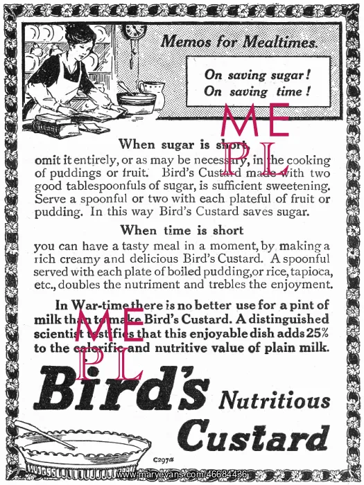 : Birds Custard advertisement, WW1 : Birds Custard advertisement, WW1