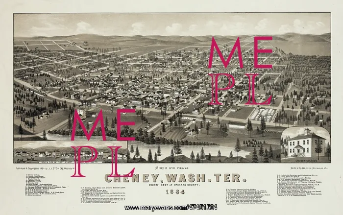 : Bird's Eye View of Cheney, Wash. Ter. County seat of Spokan : Bird's Eye View of Cheney, Wash. Ter. County seat of Spokan