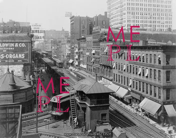 : Bird's-eye view of Chicago's Wabash Avenue, ? : Bird's-eye view of Chicago's Wabash Avenue, ?