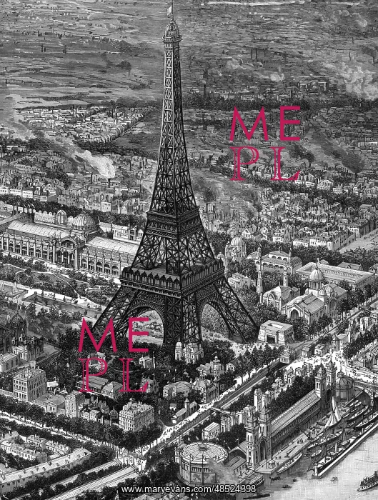 : Bird's-eye view of the Eiffel Tower at the time : Bird's-eye view of the Eiffel Tower at the time