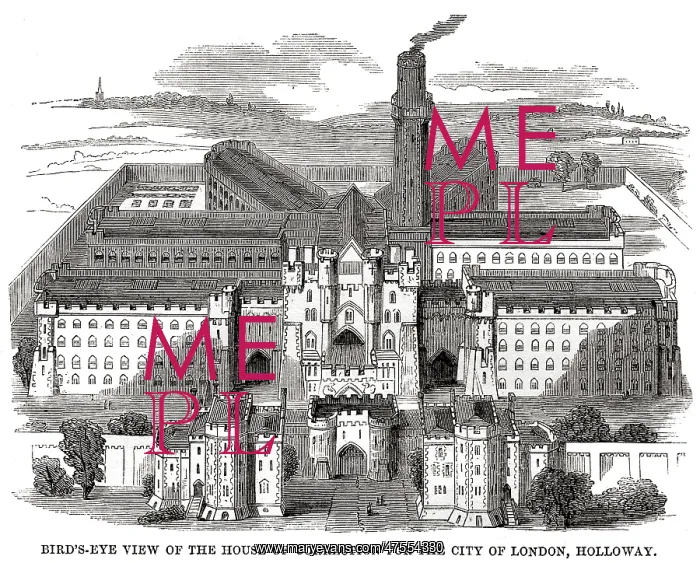 : Bird's-eye view of Holloway Prison : Bird's-eye view of Holloway Prison