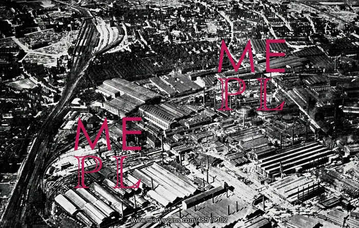 : Bird's-eye view of Krupp works at Essen, Germany : Bird's-eye view of Krupp works at Essen, Germany