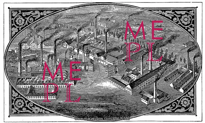: Bird's-eye view of Krupp's Works at Essen where : Bird's-eye view of Krupp's Works at Essen where