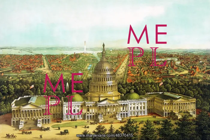 : Bird's eye view of Washington D.C. with the U.S : Bird's eye view of Washington D.C. with the U.S