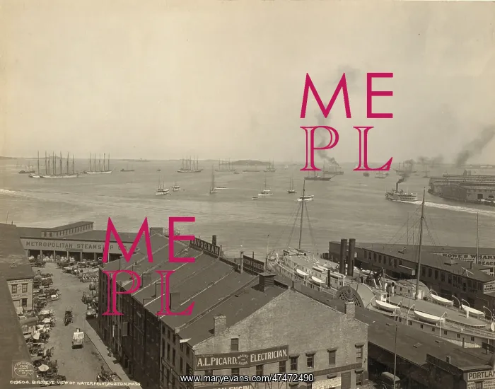 : Bird's-eye view of waterfront, Boston, Mass : Bird's-eye view of waterfront, Boston, Mass