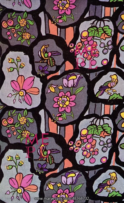 : Birds, flowers and fruits pattern for fabric : Birds, flowers and fruits pattern for fabric