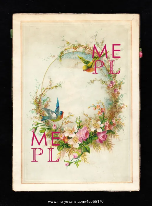  : Birds and flowers on a greetings card