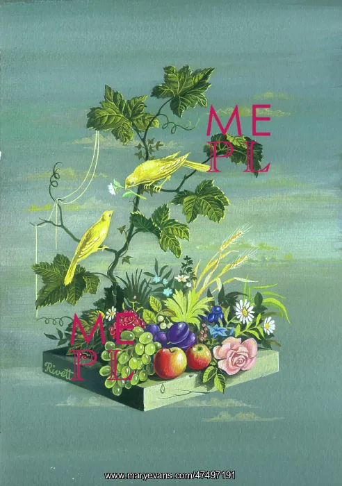 : Two birds with fruit and flowers : Two birds with fruit and flowers