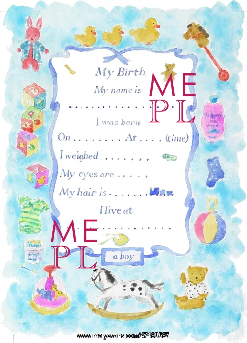 : Birth Announcement card for a boy : Birth Announcement card for a boy