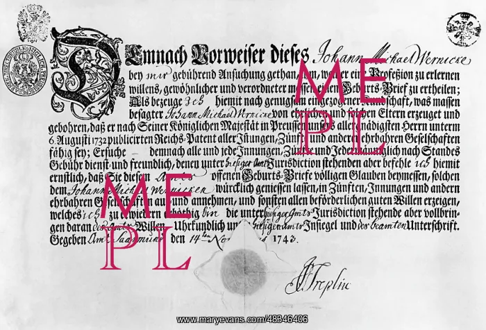 : Birth certificate, 1743 : Birth certificate, 1743