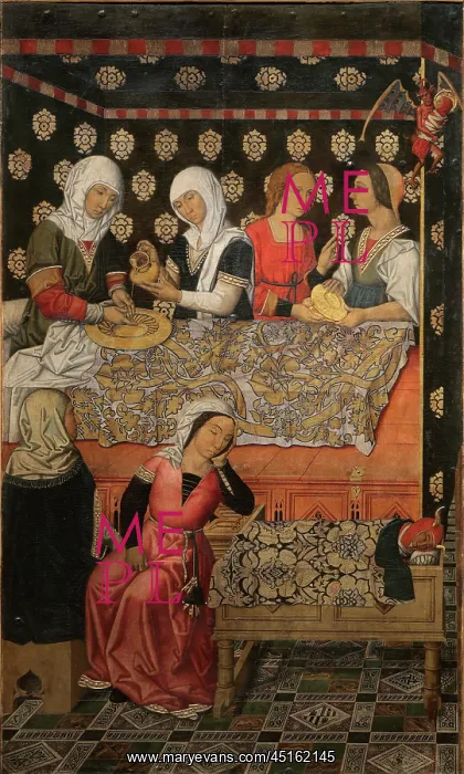 : Birth of St Stephen, Altarpiece of Sant Esteve : Birth of St Stephen, Altarpiece of Sant Esteve