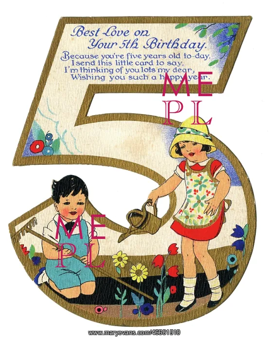 : Birthday card for a 5th Birthday : Birthday card for a 5th Birthday