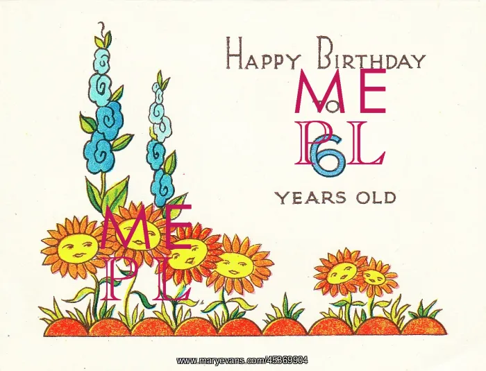: Birthday card with flowers, age 6 : Birthday card with flowers, age 6