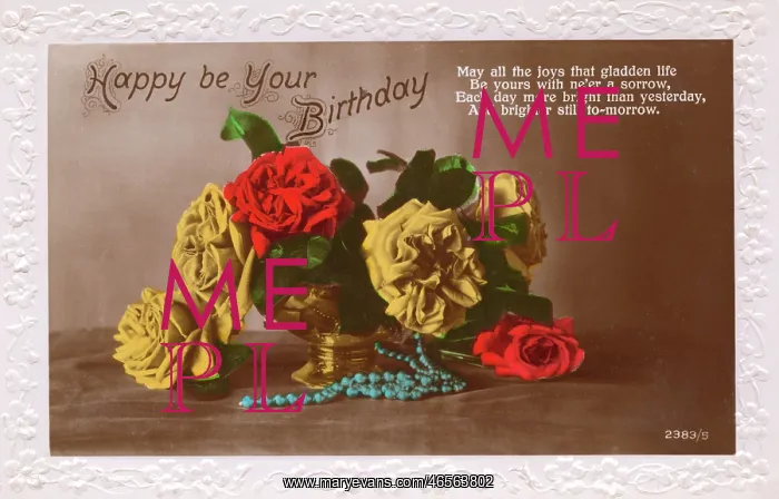 : Birthday card with red and yellow roses : Birthday card with red and yellow roses