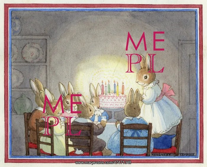 : The Birthday Party -- rabbits round a table : The Birthday Party -- rabbits round a table