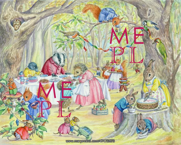 : Birthday party in the woods with animals : Birthday party in the woods with animals