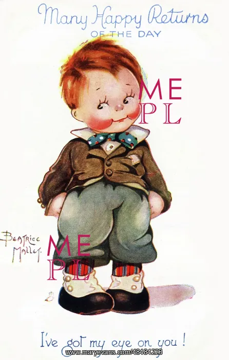 : Birthday postcard, by Beatrice Mallet : Birthday postcard, by Beatrice Mallet