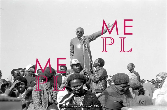 : Bishop Desmond Tutu speaking against necklacing at : Bishop Desmond Tutu speaking against necklacing at