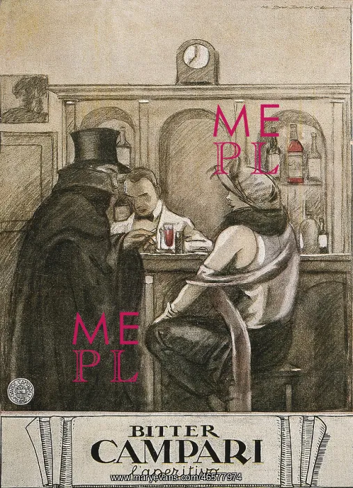 : Bitter Campari. Advertisment, 1948. Drawing : Bitter Campari. Advertisment, 1948. Drawing
