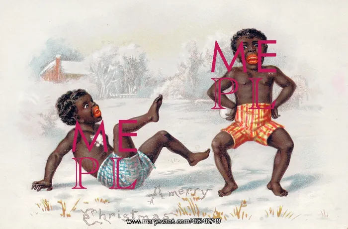 : Two black boys on a Christmas card : Two black boys on a Christmas card