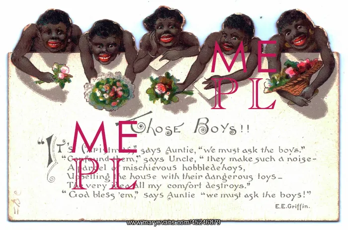 : Five black boys on a Christmas card : Five black boys on a Christmas card