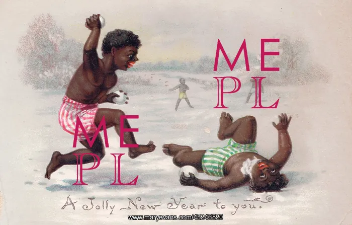 : Two black boys on a New Year card : Two black boys on a New Year card