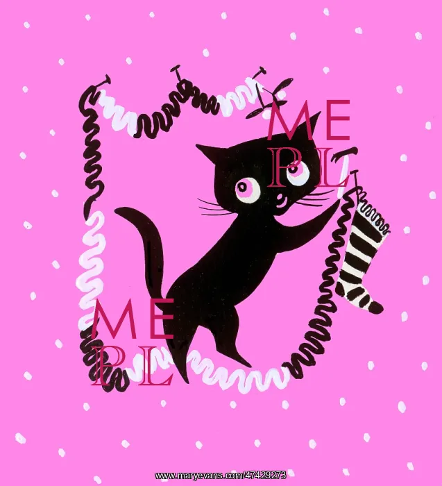  : Black Cat hanging up Stocking