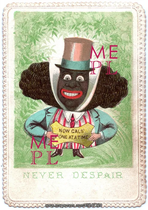 : Black man on a comic greetings card : Black man on a comic greetings card