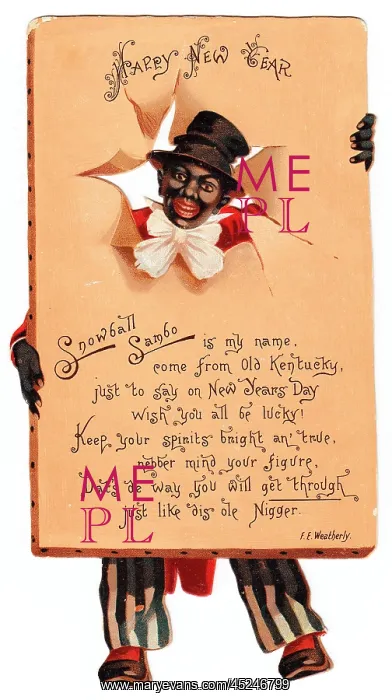: Black man on a New Year card : Black man on a New Year card